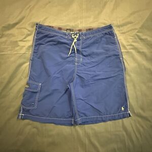 Vintage 90s Polo Ralph Lauren Board Shorts Mens XL Blue Swim Trunks Drawstring